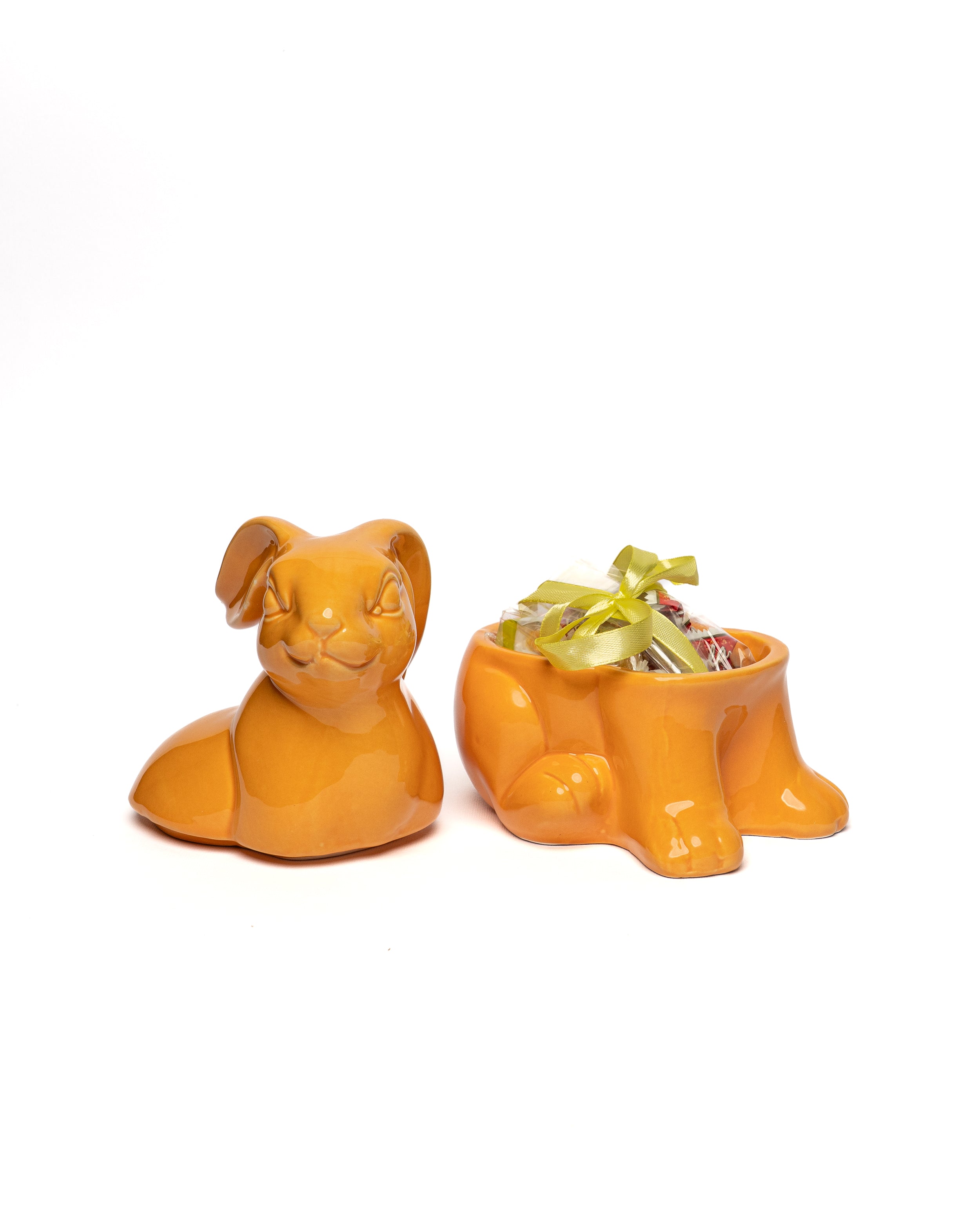 Coniglietto arancione porta caramelle