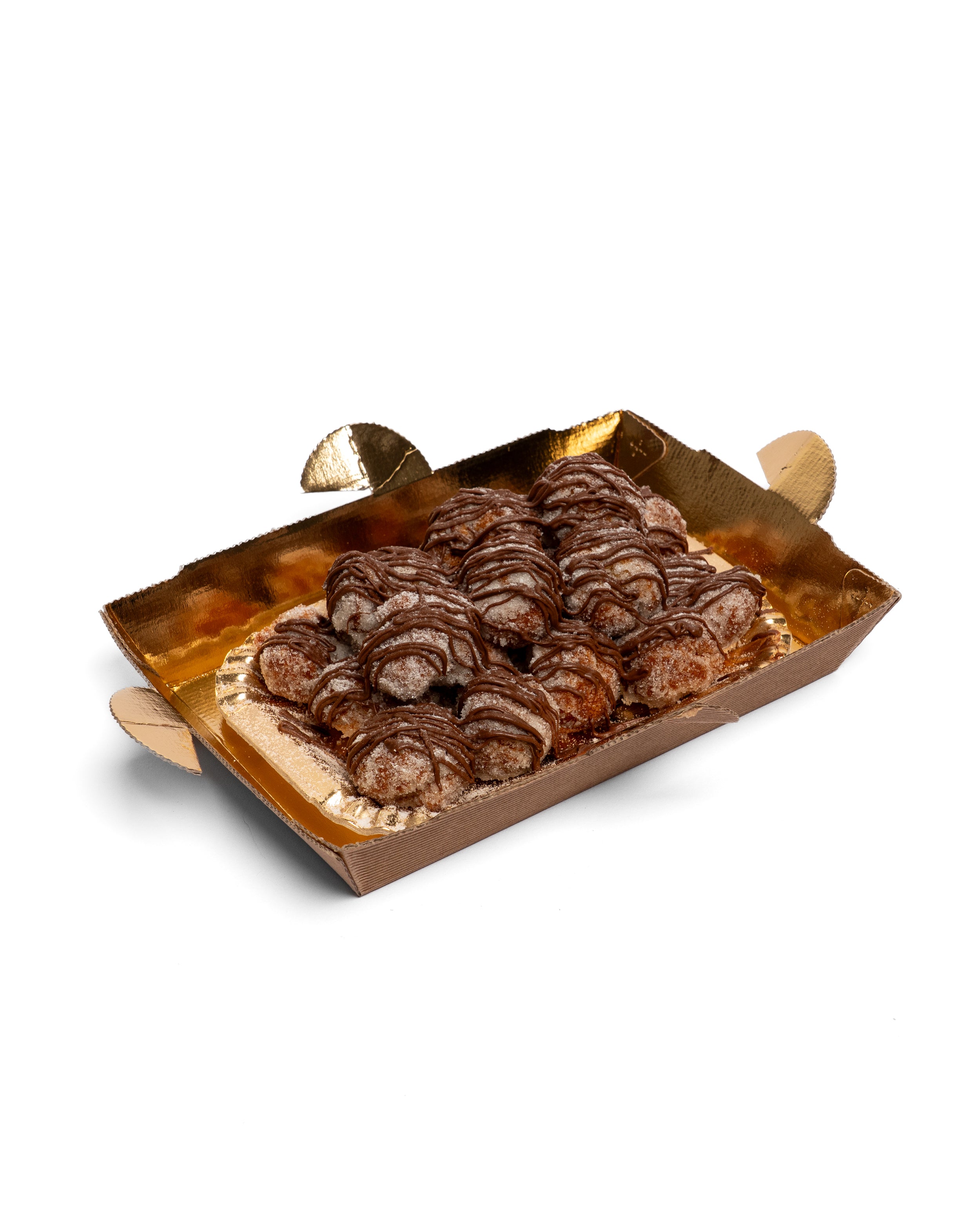 CASTAGNOLE FARCITE AL CIOCCOLATO CON BAGNO ALLA STREGA